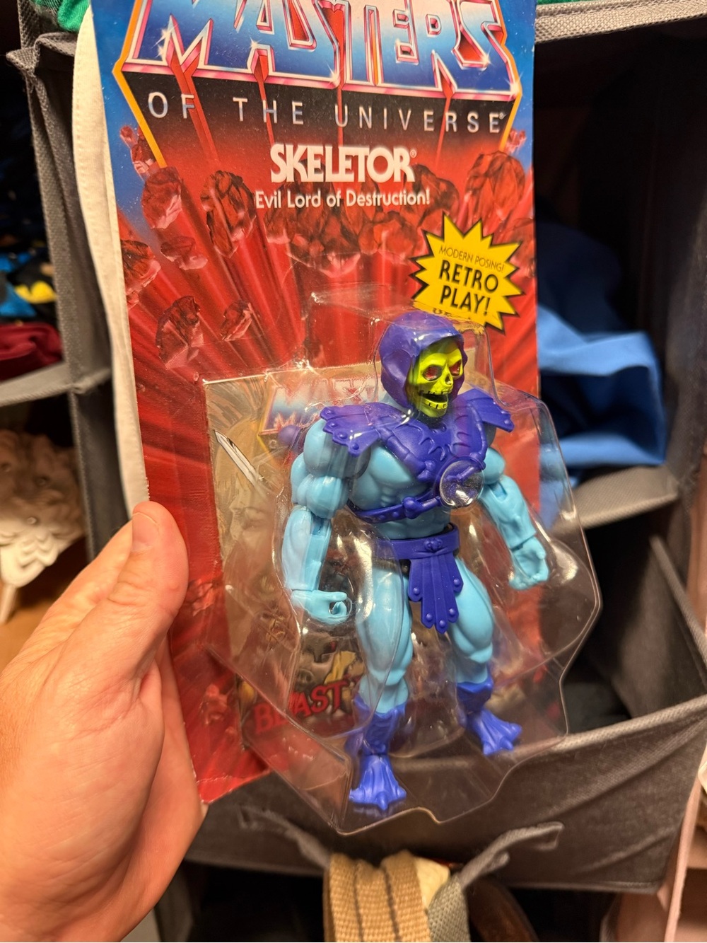 Mattel Skeletor Action Figure - Blue & Purple with Yellow Skull